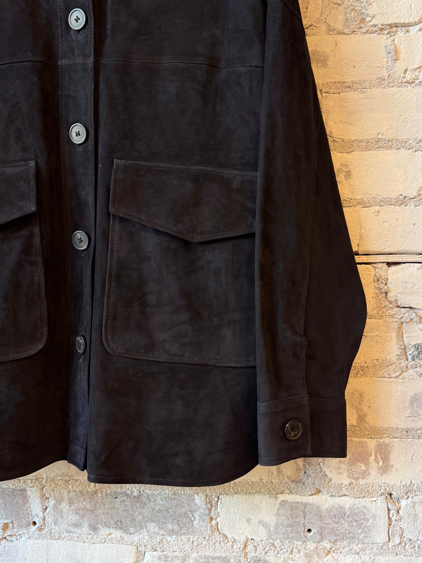 Women's Kaylee Suede Overshirt in dark navy, by ARMA, featuring soft suede fabric and a stylish, relaxed fit.
