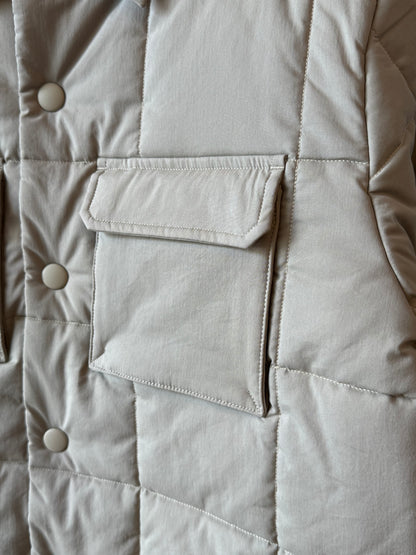 Men's padded quilted overshirt in colonial beige by Aspesi, featuring a padded, quilted design ideal for casual layering.