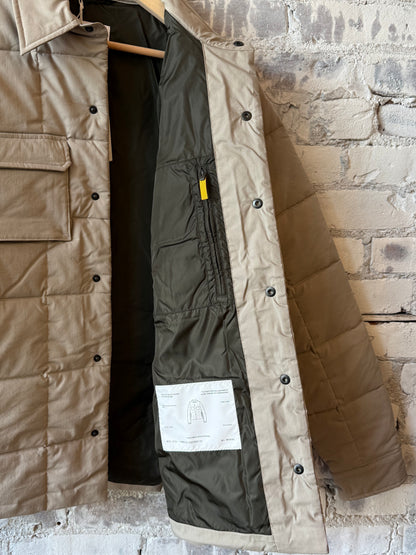 Men's padded quilted overshirt in colonial beige by Aspesi, featuring a soft, insulated design with a quilted pattern.