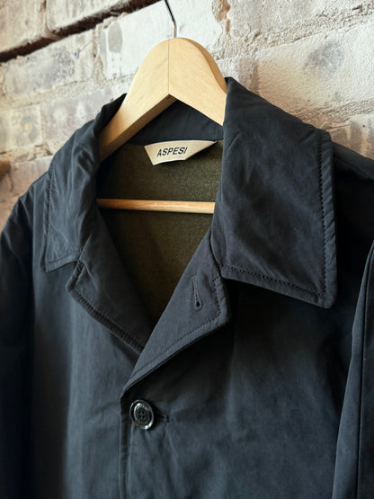 Men's Aspesi Pascal Wool and Cashmere Coat in black navy, featuring a tailored fit and classic design for sophisticated style.