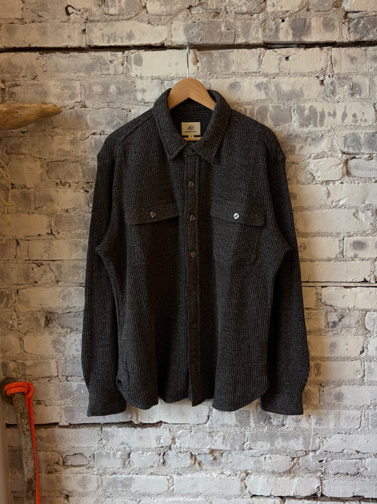 Men's Dylan Waffle Fleece Shirt Jacket in Charcoal Heather by Surfside Supply, featuring a cozy waffle-knit fleece design.