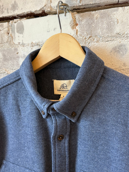 Navy Heather Rex Rib Knit Men's Shirt by Surfside Supply, featuring textured ribbed fabric and a classic fit.