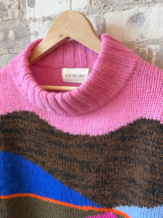 Women's Burdett Sweater by ELEVEN SIX in multi-color, featuring a cozy knit design and stylish fit.