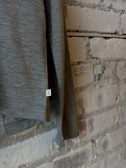 Light grey melange modal-cashmere long-sleeve women's top by Closed Women's, close-up of soft fabric and relaxed fit.