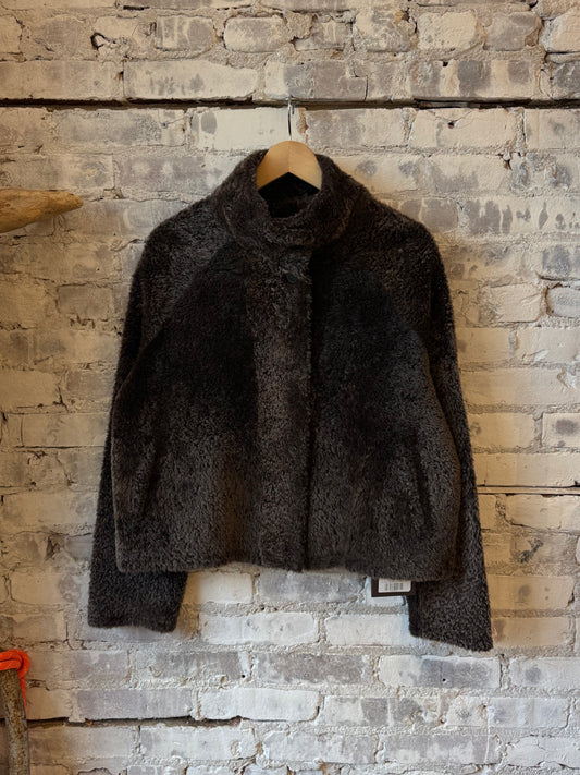 Women's Ariana shearling jacket in Coffee Bean by ARMA, featuring a cozy, plush shearling collar and stylish design.