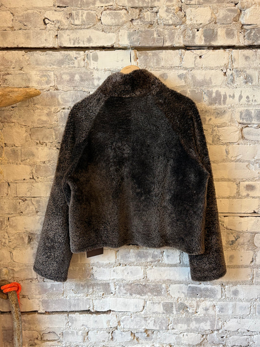 Women's Ariana shearling jacket in Coffee Bean color by ARMA, featuring soft shearling lining and stylish outer layer.
