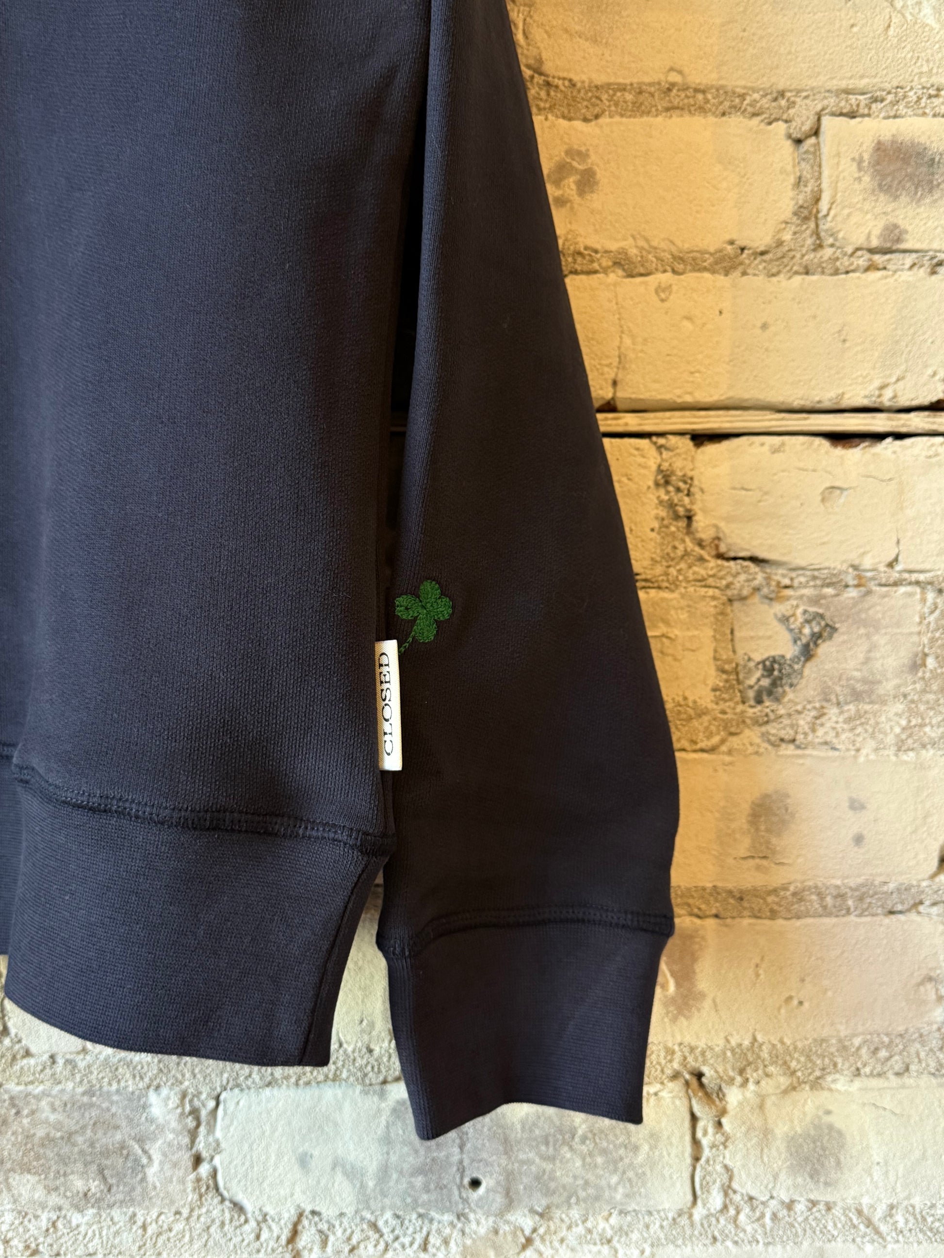 Men's Crewneck Sweatshirt in Dark Night by Closed Men's, featuring a comfortable fit and dark color fabric.
