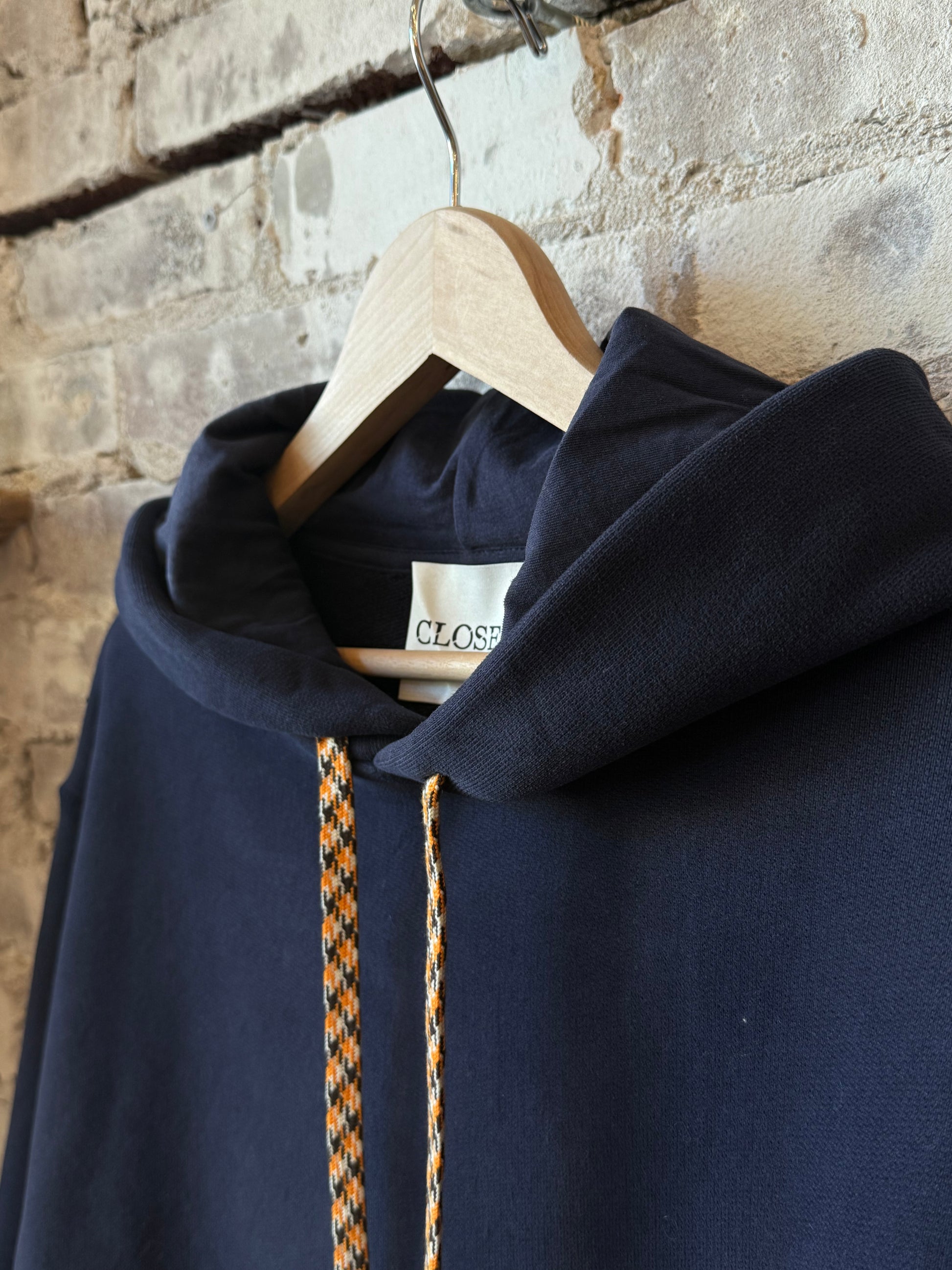 Men's Retro Hoodie in Dark Night color by Closed Men's, featuring a cozy, vintage-inspired design and soft fabric.