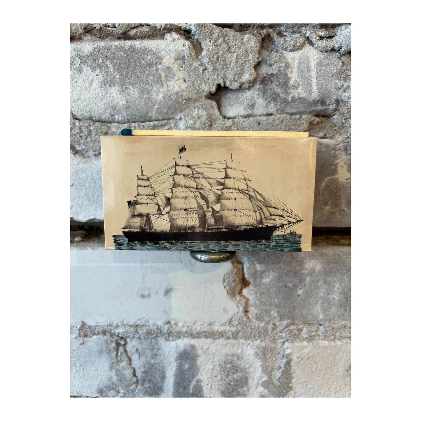 HomArt whale and clipper ship matches as decorative home accessories, featuring nautical design and detailed maritime motifs.