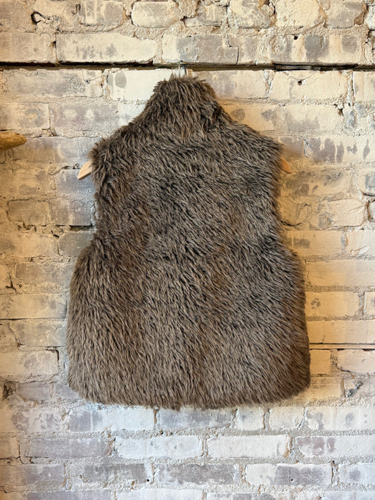 Hartford Women's Verso woven vest in glossy brown, featuring a sleeveless design and textured finish