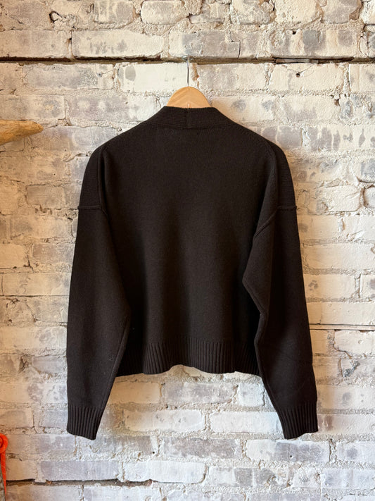 Hartford Women's Mosine knitted brown cardigan close-up