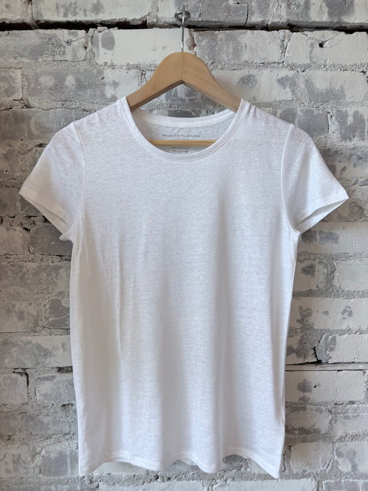 Stretch Linen SS Crewneck - Blanc