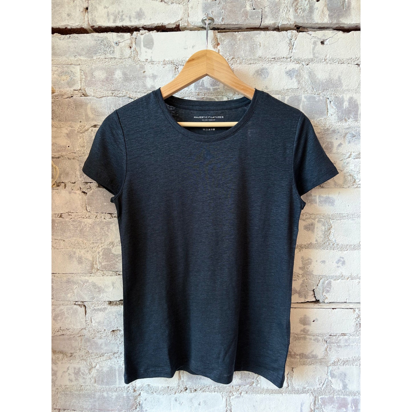 Majestic Filatures Stretch Linen SS Crewneck - Marine Dark Slate Gray