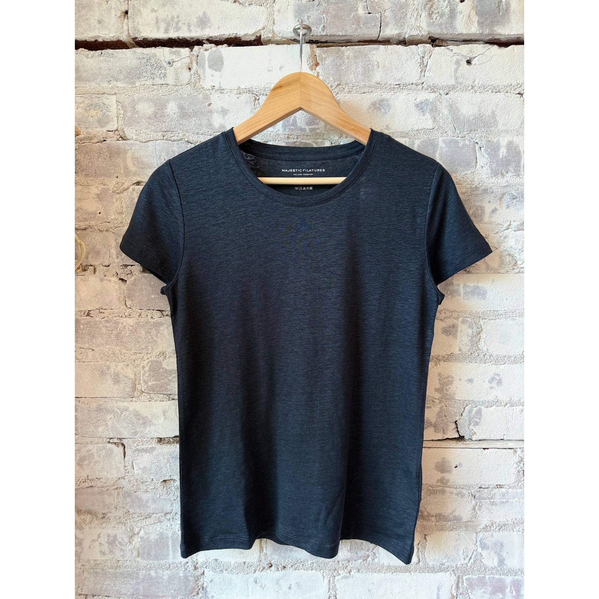 Majestic Filatures Stretch Linen SS Crewneck - Marine Dark Slate Gray