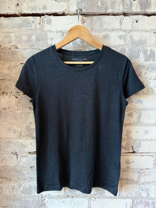 Stretch Linen SS Crewneck - Marine