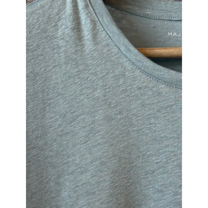 Majestic Filatures Stretch Linen SS Crewneck - Bleu Calanques Light Slate Gray