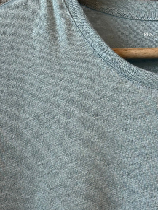 Stretch Linen SS Crewneck - Bleu Calanques