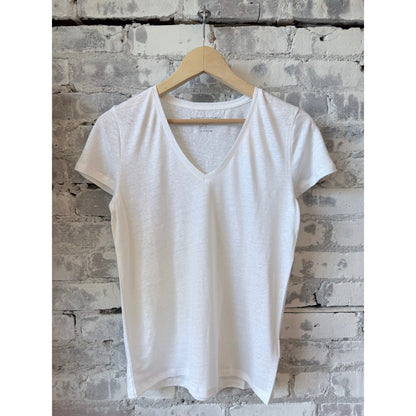 Majestic Filatures Stretch Linen SS V-Neck - Blanc Gray