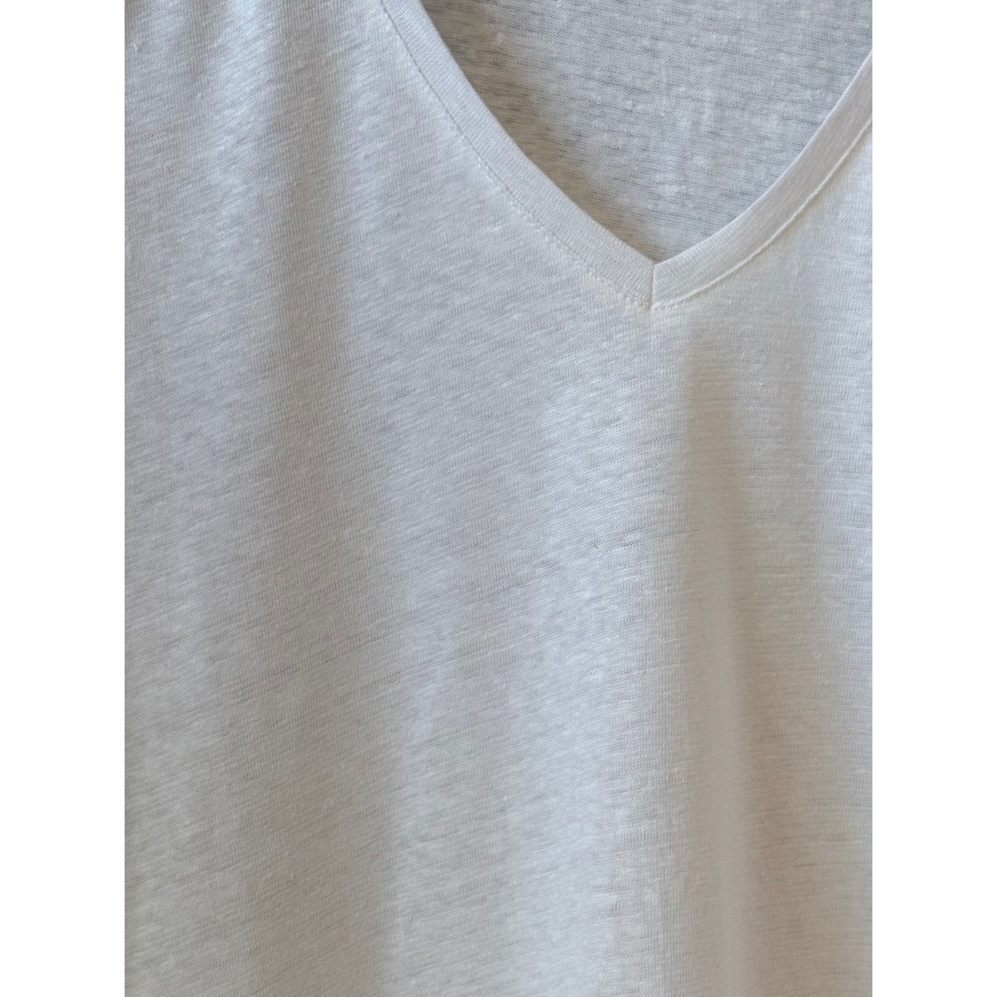 Majestic Filatures Stretch Linen SS V-Neck - Blanc Dark Gray