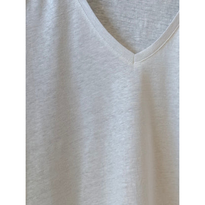 Majestic Filatures Stretch Linen SS V-Neck - Blanc Dark Gray