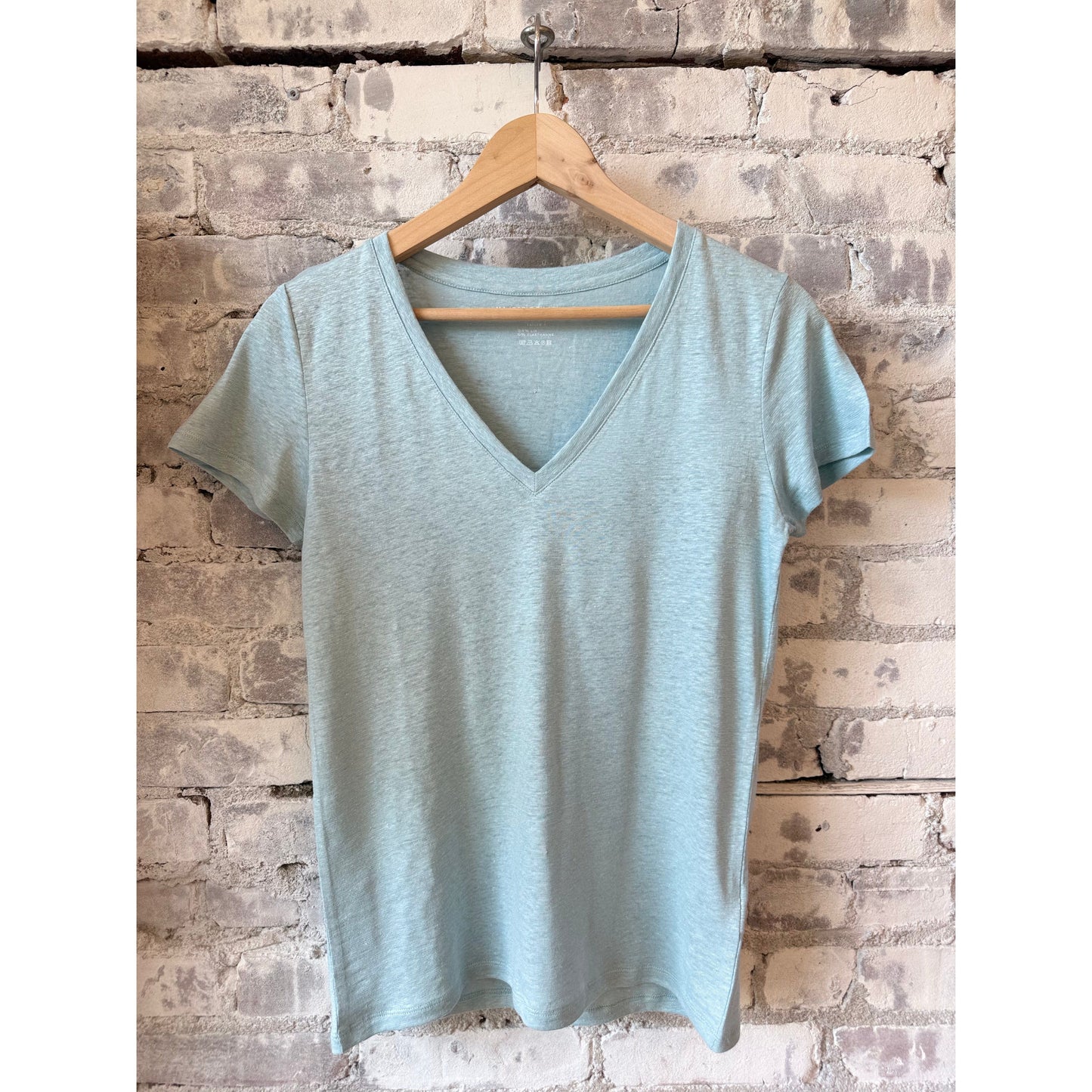Majestic Filatures Stretch Linen SS V-Neck - Bleu Calanques Dark Gray