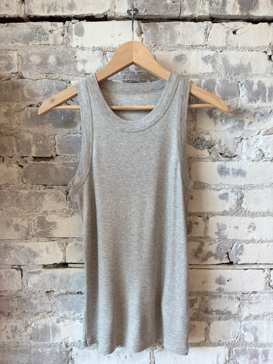 Soft Touch Metallic Baby Rib Crewneck Tank - Gris Chin Clair