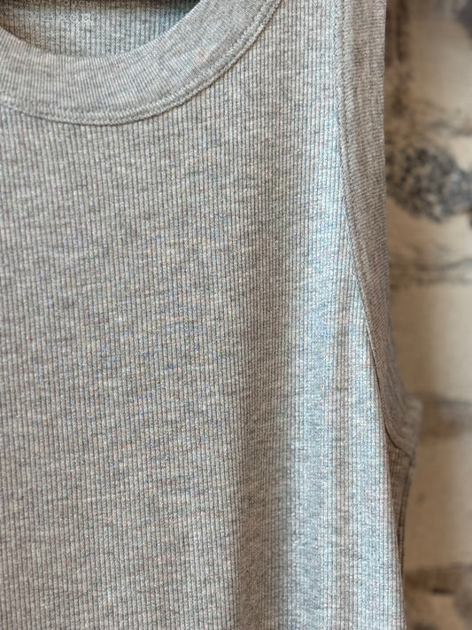 Soft Touch Metallic Baby Rib Crewneck Tank - Gris Chin Clair