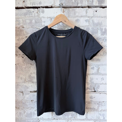 Majestic Filatures Jersey Stretch SS Crewneck - Noir Dark Slate Gray