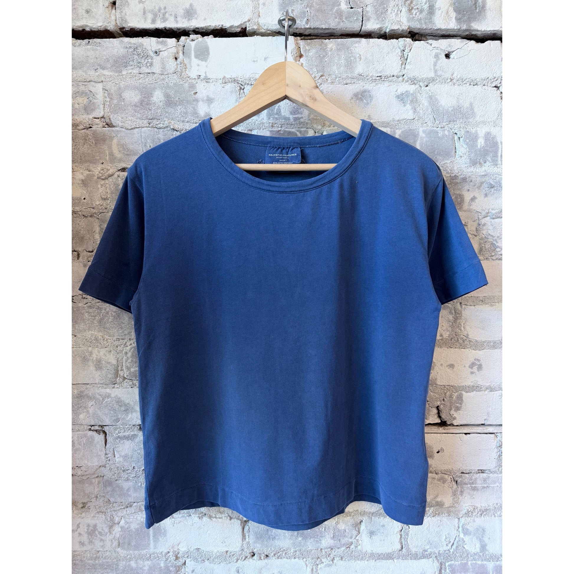 Majestic Filatures Organic Cotton Stretch Semi Relaxed SS Crewneck - Abyss Dark Slate Blue