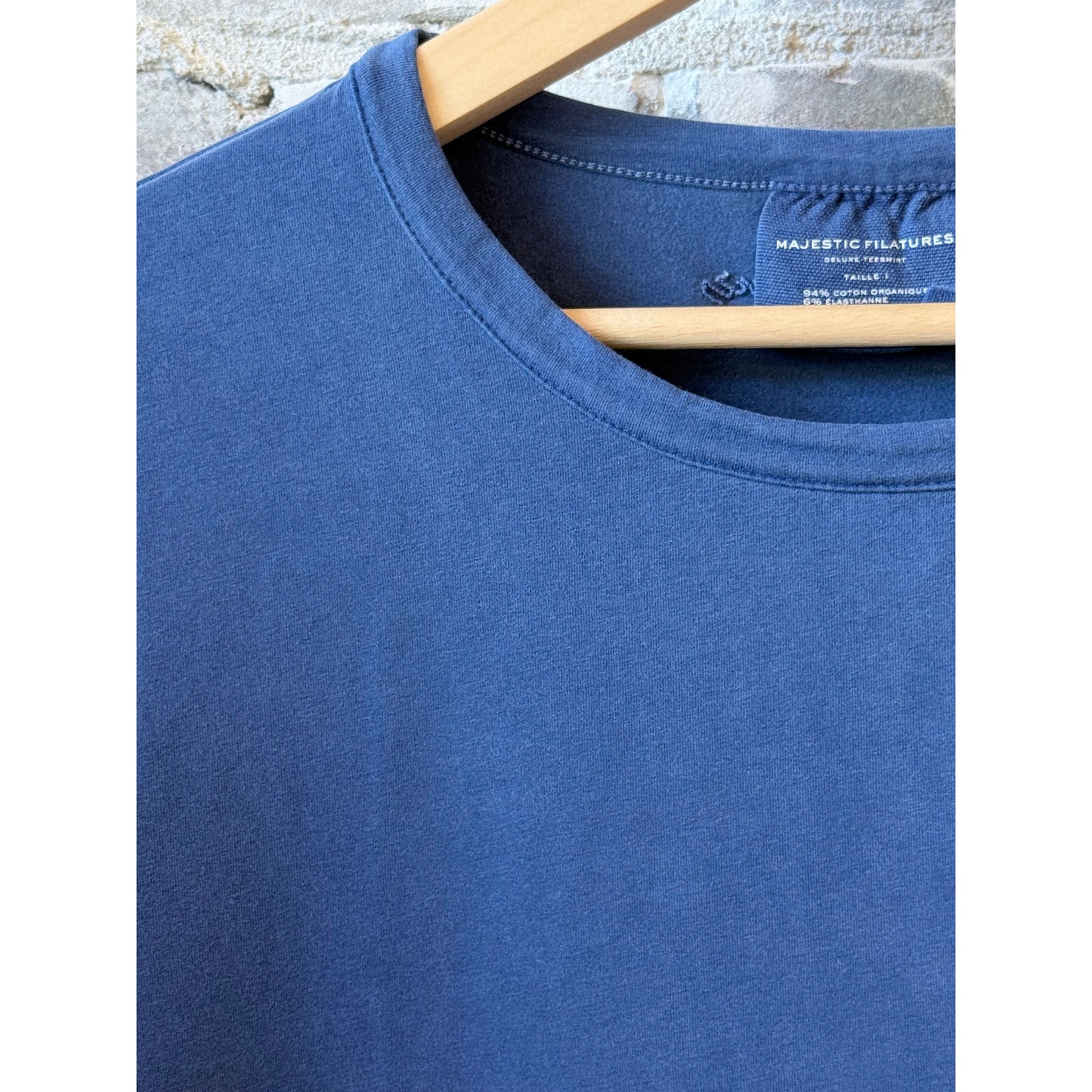 Majestic Filatures Organic Cotton Stretch Semi Relaxed SS Crewneck - Abyss Steel Blue