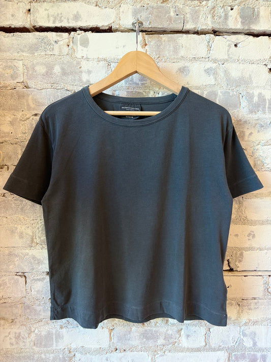 Organic Cotton Stretch Semi Relaxed SS Crewneck - Noir