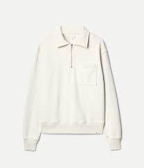 Authentic Fleece Polo Collared Half-Zip Cotton Sweatshirt - Nature - DUNE + SALT