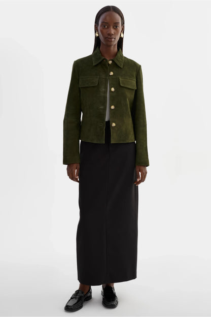 Jolene Suede Jacket - Dark Olive