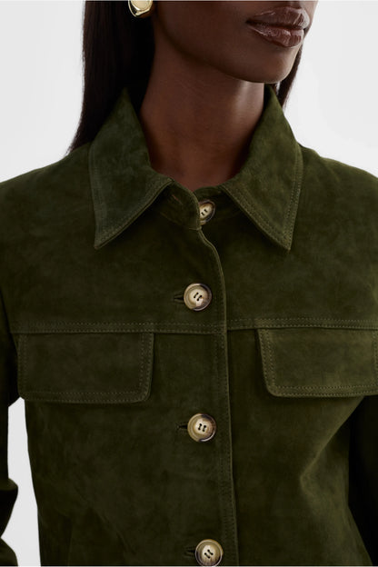 Jolene Suede Jacket - Dark Olive