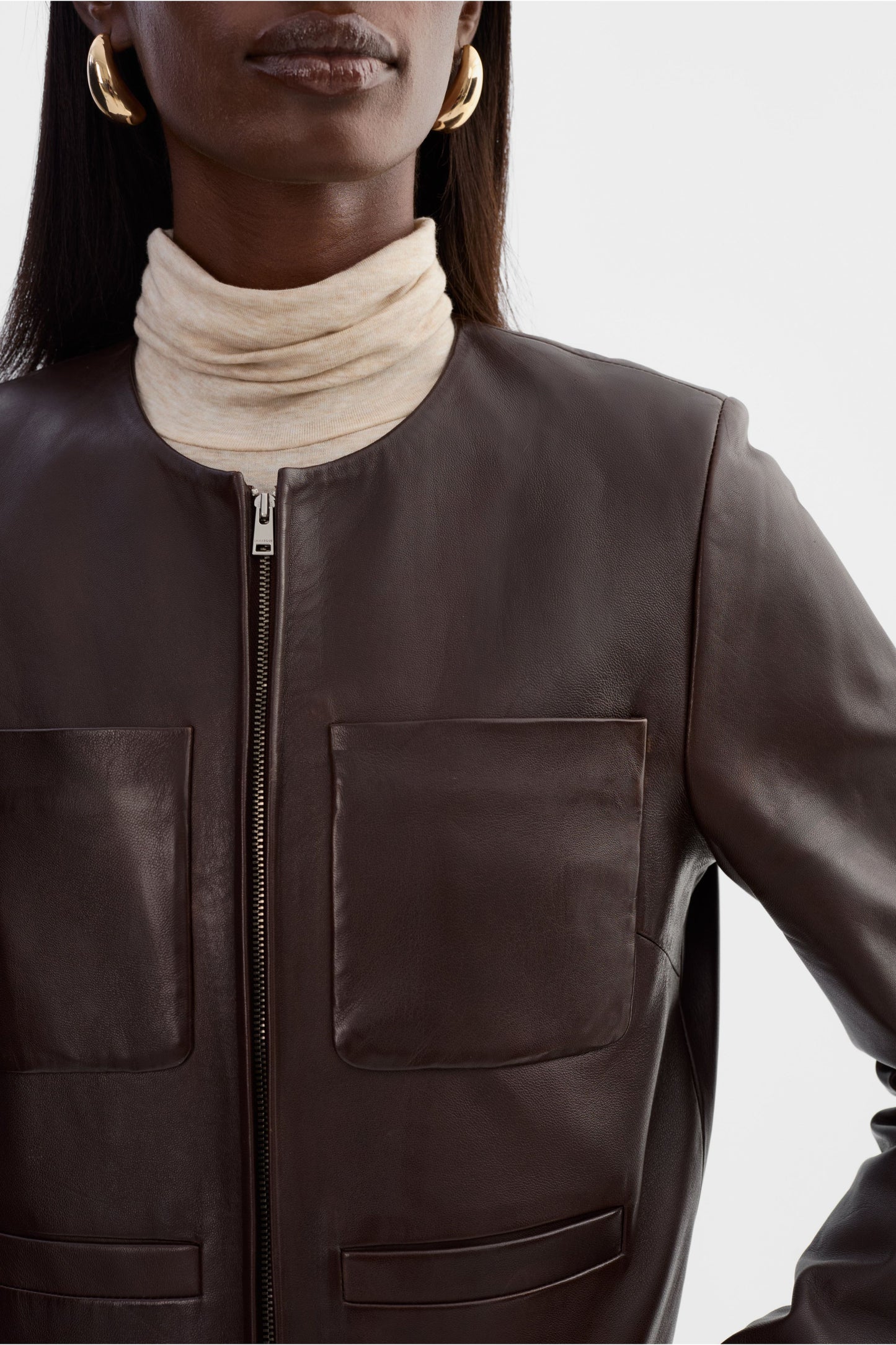 Linette Leather Jacket - Dark Brown - DUNE + SALT