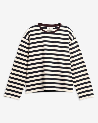 Woodhouse Striped Long-Sleeved T-Shirt - Dark Navy/Birch, flat