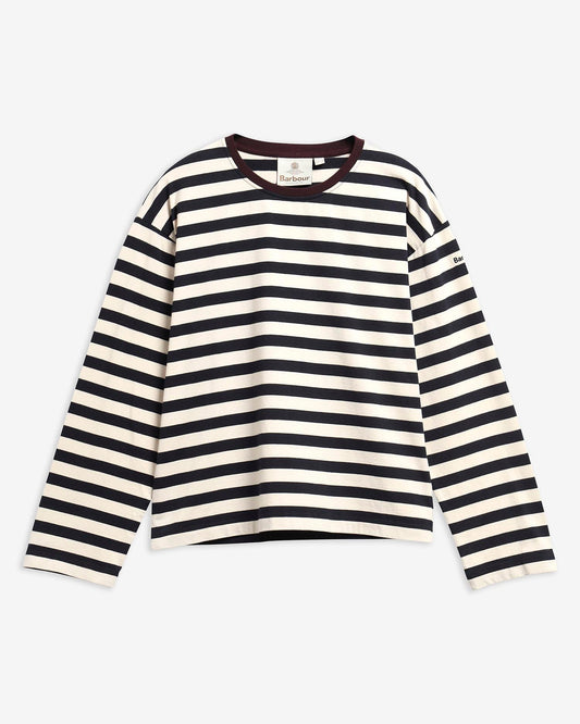 Woodhouse Striped Long-Sleeved T-Shirt - Dark Navy/Birch, flat