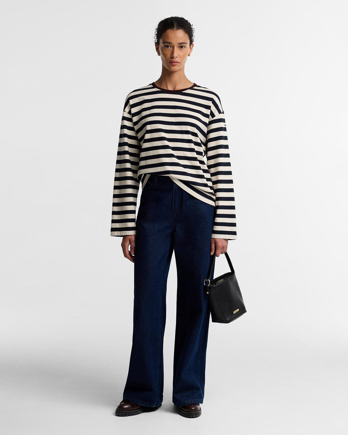 Woodhouse Striped Long-Sleeved T-Shirt - Dark Navy/Birch, styled