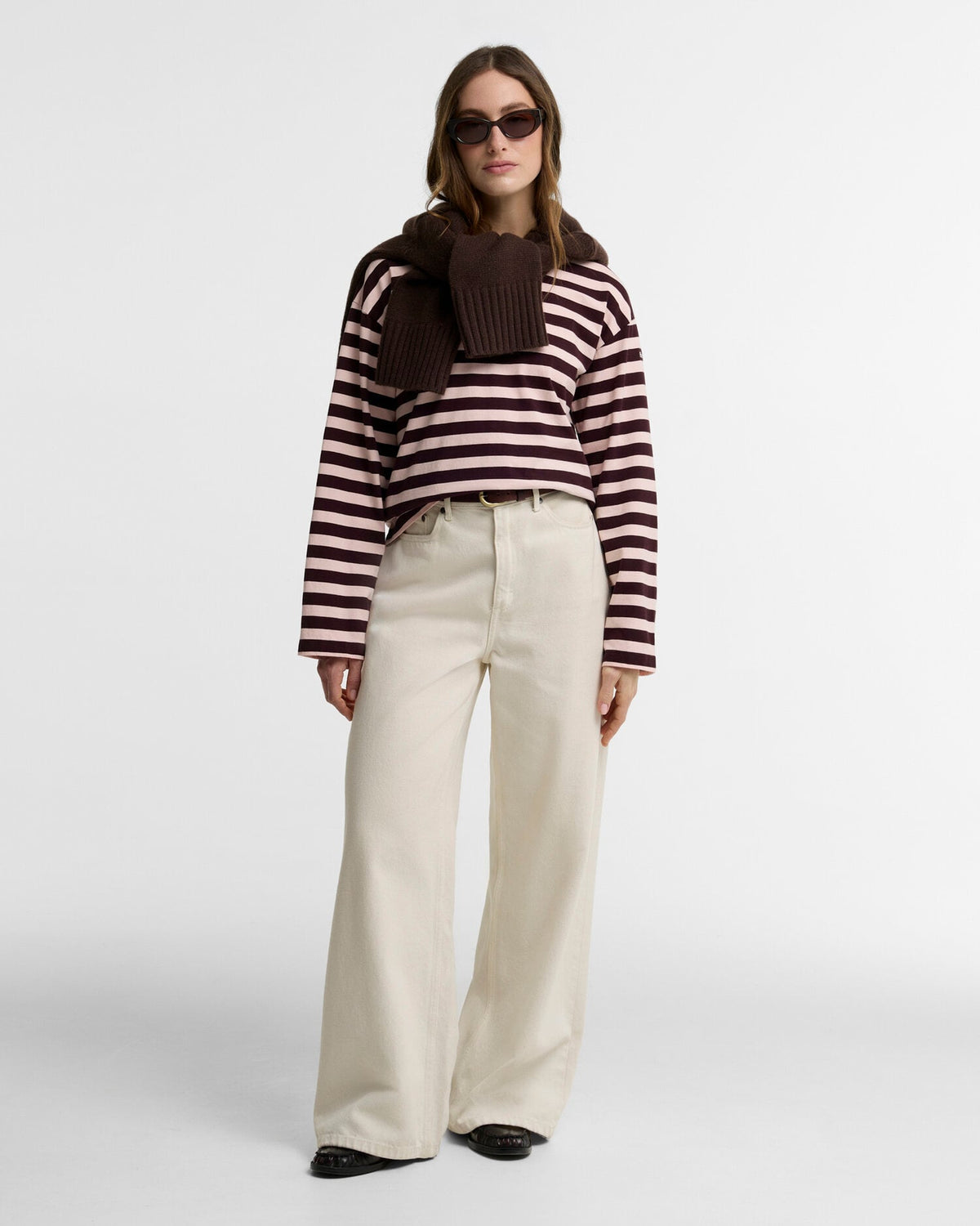 Woodhouse Striped Long-Sleeved T-Shirt - Fig/Pink Blush, styled