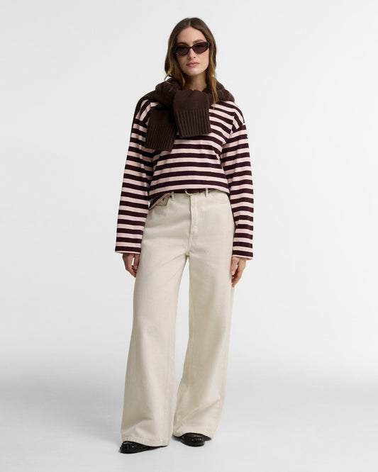Woodhouse Striped Long-Sleeved T-Shirt - Fig/Pink Blush, styled