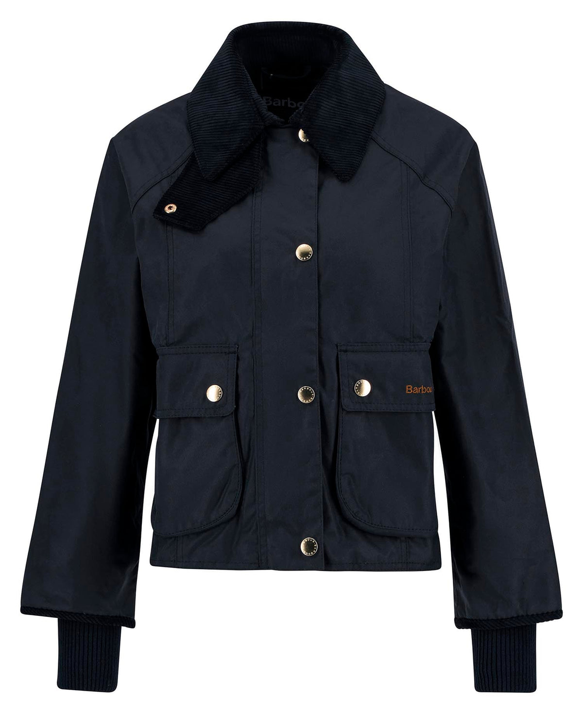 Cropped Beadnell Waxed Jacket - Navy/Classic, flat