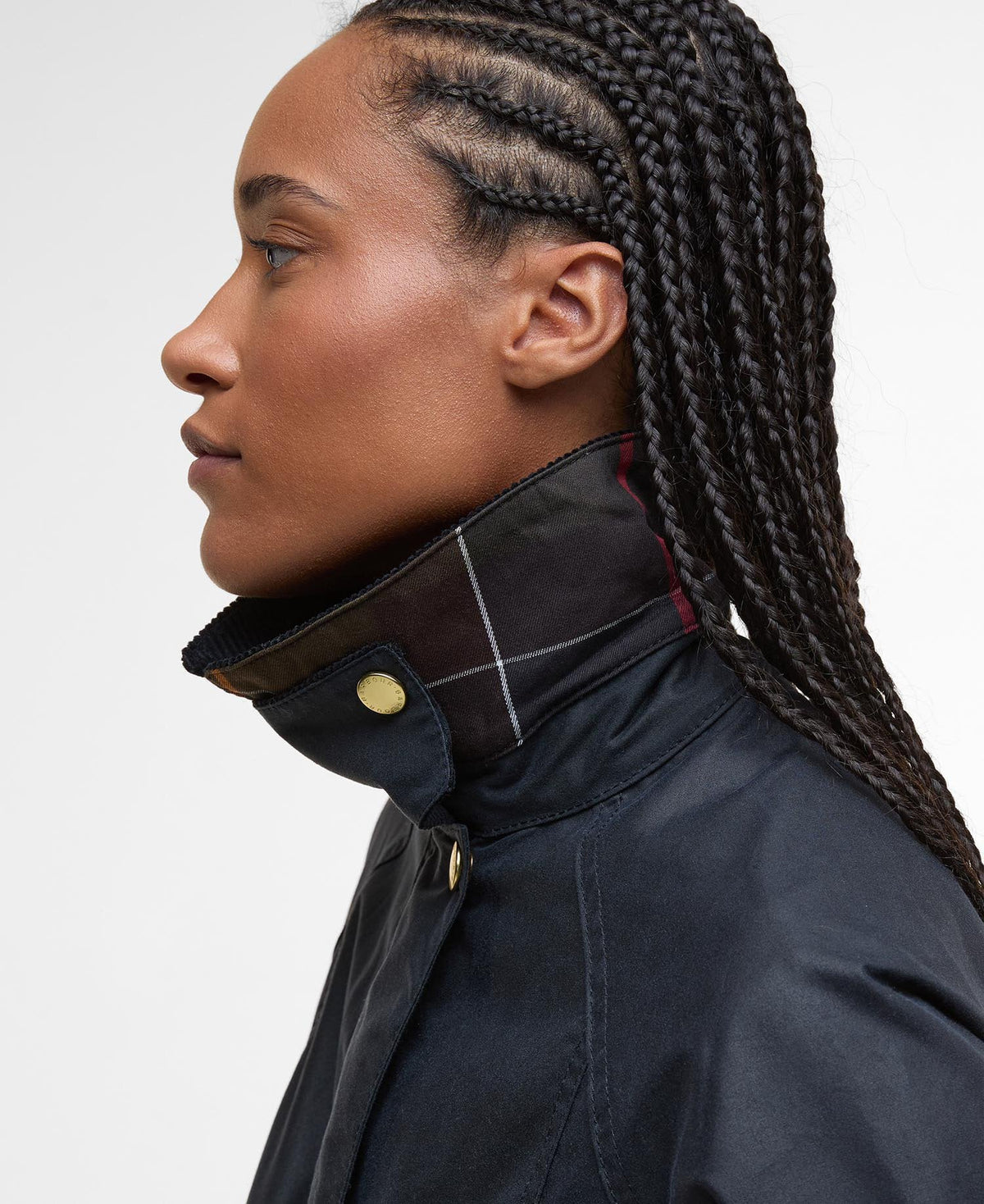 Cropped Beadnell Waxed Jacket - Navy/Classic, detail