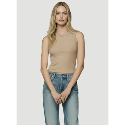 Majestic Filatures Soft Touch Metallic Baby Rib Crewneck Tank - Coffee Latte Lavender