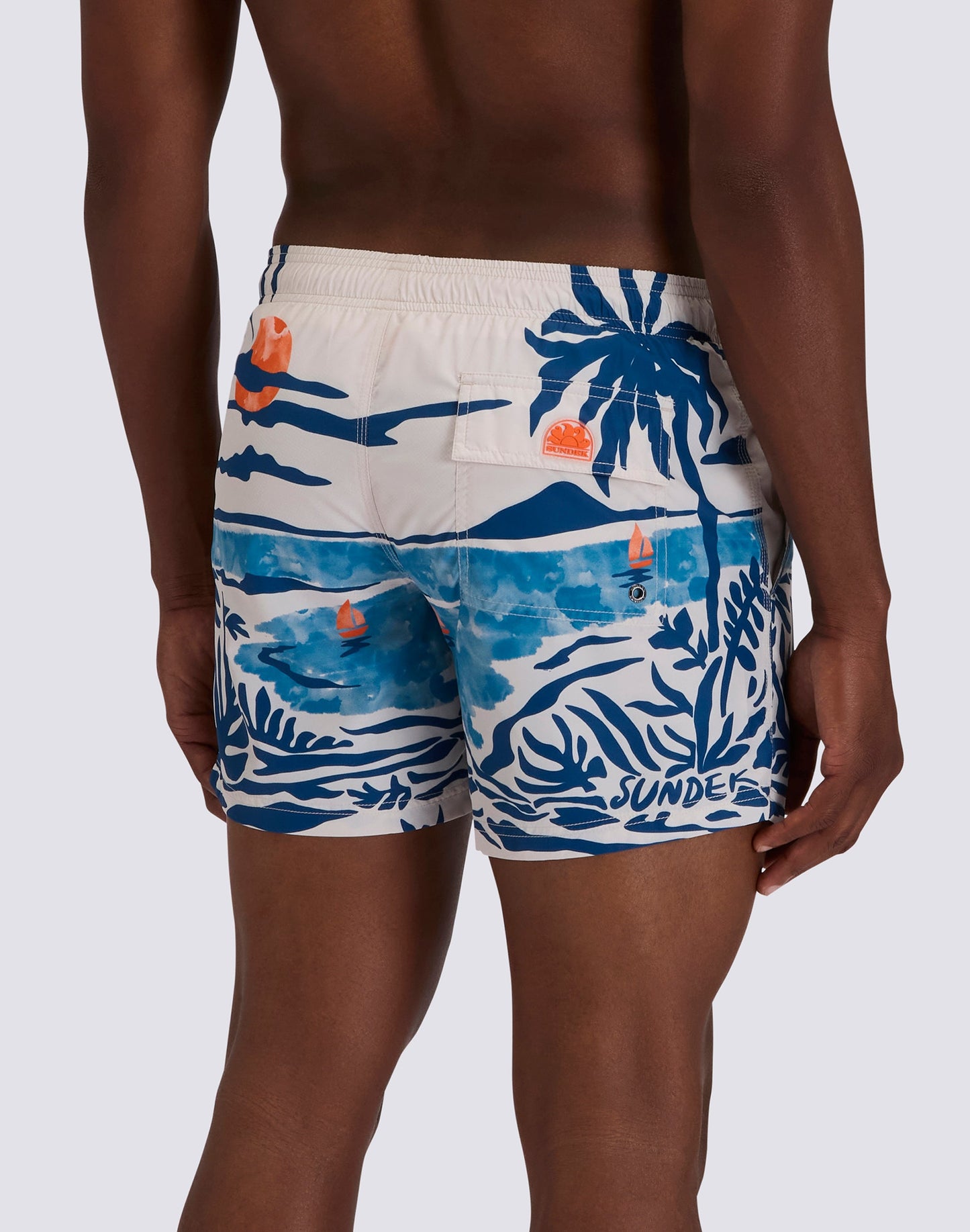 Nostalgic Sea Print Elastic Waist Boardshort (Recycled Poly) - Multicolor