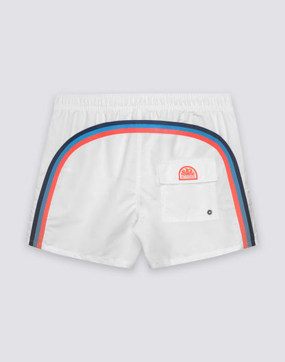 Taffeta Semi-Elastic Waist Boardshort - White