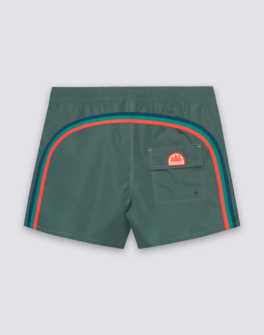 Sundek Taffeta Semi-Elastic Waist Boardshort - Camo Green Dark Slate Gray