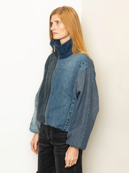 Shira Denim Puffer Bomber Jacket