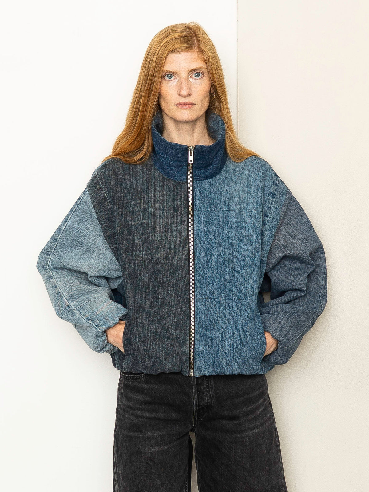 Shira Denim Puffer Bomber Jacket