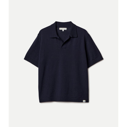 Refined Merino Wool Short Sleeve Women's Polo Shirt - Dark Navy - DUNE + SALT