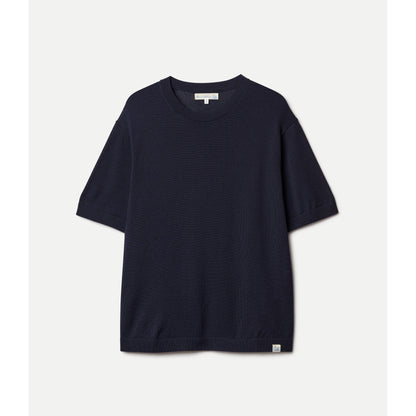 Refined Knitted Merino Wool T-Shirt - Navy - DUNE + SALT